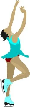 Figure skating colored silhouettes. Vector illustration Stock Illustration