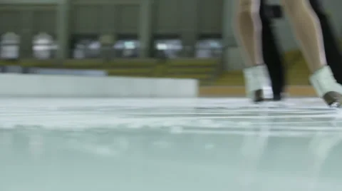 Figure skating ice skates on ice Stock Footage 36754171