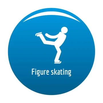 Figure skating icon vector blue Stock Illustration