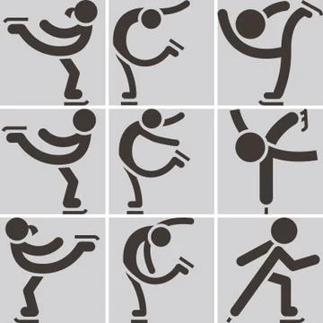 Figure skating icons set Stock Illustration
