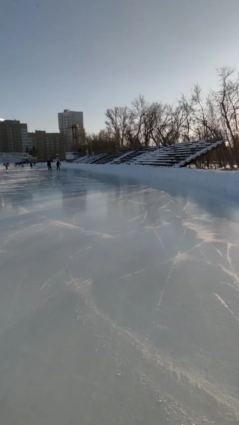 Figure skating on snow-covered ice Stock Footage 326205092