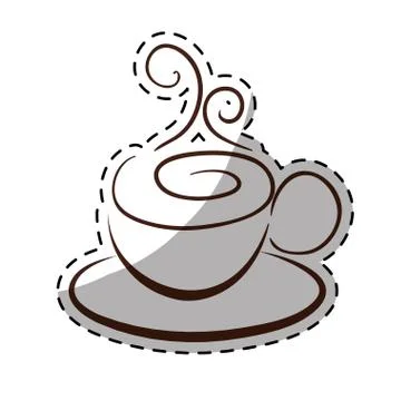 Figure small coffe cup with steam and saucer 스톡 일러스트