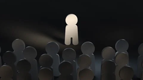 Figure Standing Out from the Crowd 3D render animation Stock Footage 319580778