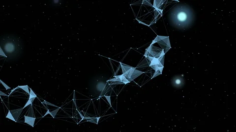 The figure stretched across the screen. Flickering space. Composition in blue Stock Footage 96148124