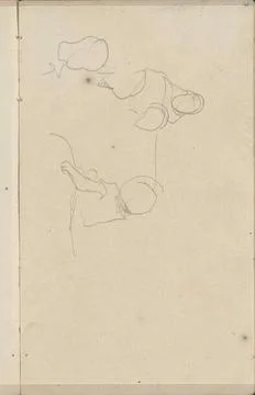 Figure studies. Among the figures a woman and a girl. Page 45 from a sketc... Stock Photos