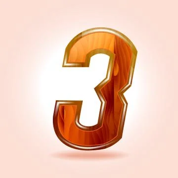 Figure three, wooden, 3. Vector Stock Illustration