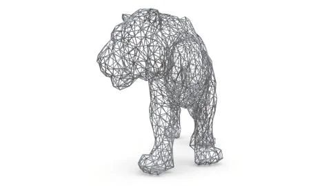 The figure of a tiger is made of a spatial polygonal grid. Animal symbol of 2022 스톡 일러스트