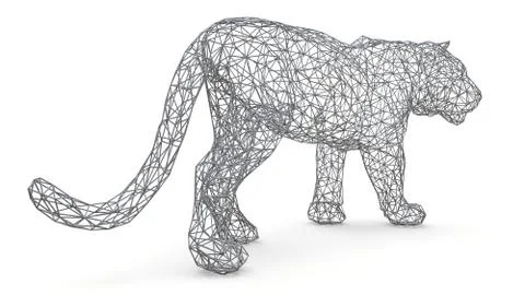 The figure of a tiger is made of a spatial polygonal grid. Animal symbol of 2022 Stock Illustration