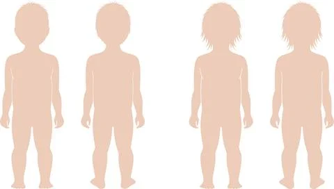 Figure of a toddler. Front and back. Illustrazione stock