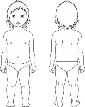 Figure of a toddler. Front and back. Stock Illustration