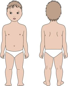 Figure of a toddler. Front and back. Stock Illustration