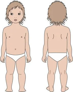 Figure of a toddler. Front and back. Stock Illustration