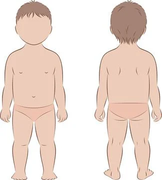 Figure of a toddler. Front and back. Stock Illustration