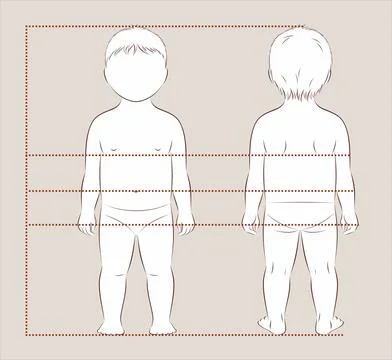 Figure of a toddler. Front and back. Stock Illustration