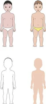 Figure of a toddler. Front view. Stock Illustration