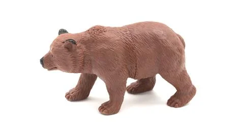 Figure of a toy bear, isolate on a white background. Russian brown bear. 스톡 사진