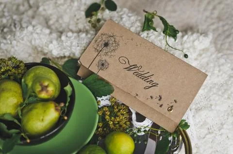 Figure tray and fruit on the bed 8721. Stock Photos