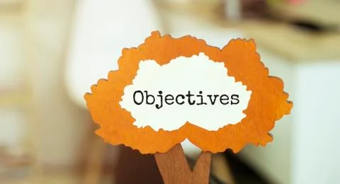 Figure of a tree with text OBJECTIVES inside the foliage. Business concept Stock Photos