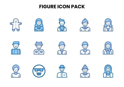 Figure Two Colour Graphics Icons Pack 스톡 일러스트