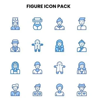 Figure Two Colour Graphics Icons Pack Illustrazione stock