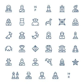 Figure Vector Icon Arsenal with 35 Retina Ready Regular Line Pixel Optimize.. Stockillustratie