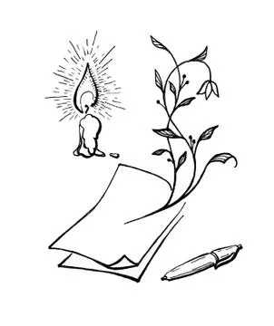 Figure which depicts a sheet of paper from which a plant grows, as well as a Stock Illustration