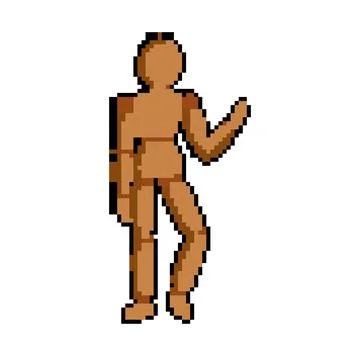 Figure wood man model pixel art vector illustration Stock Illustration