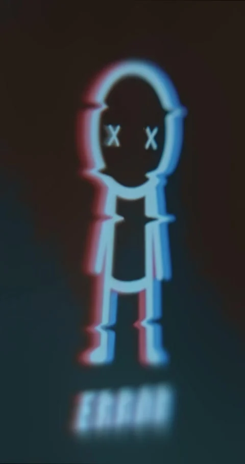 Figure with XX for eyes, word ERROR, glitch effect Stock Footage 323367414