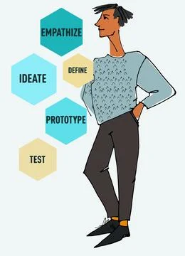 Figure of a young man waving. Flat style, isolated vector element Stock Illustration