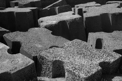Figured concrete breakwaters. Stock-Fotos
