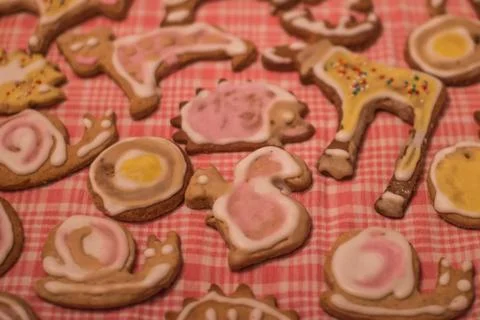 Figured cookies, icing. Stock Photos