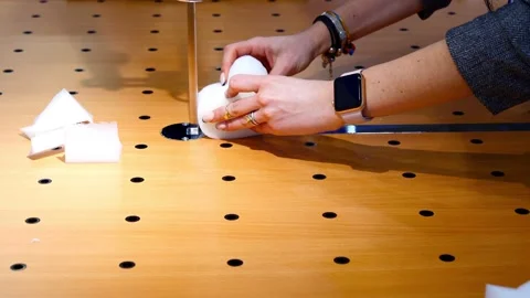 Figured cutting of foam rubber with a tape knife on a special machine Stock Footage 144877573