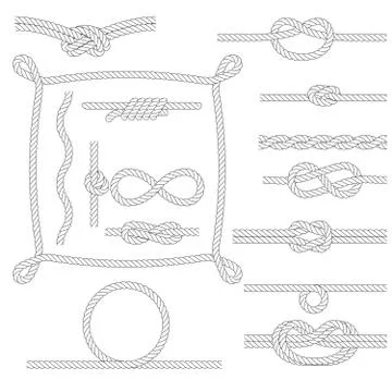 Figured rope frames, knots, borders and corners Stock Illustration