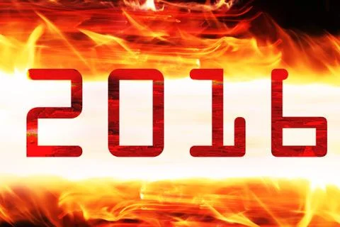 Figures 2016 on a fiery background, Stock Illustration