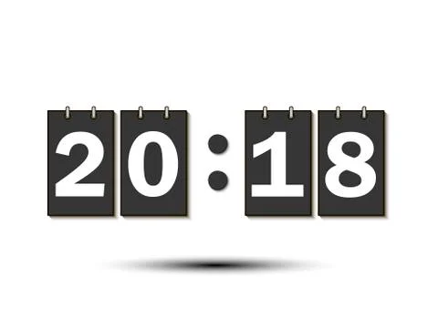 Figures 2018 on the numeric scoreboard Stock Illustration