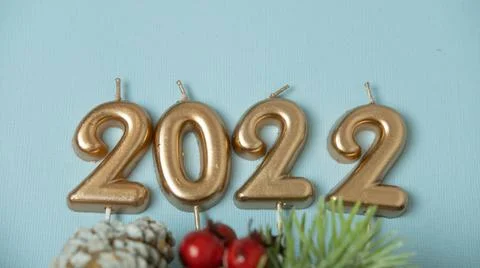 Figures 2022 on a blue background , the concept of Christmas and medicine Stock Photos