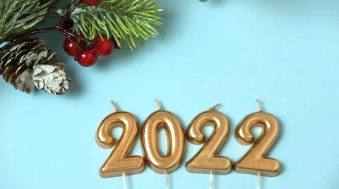 Figures 2022 on a blue background , the concept of Christmas and medicine Stock Photos