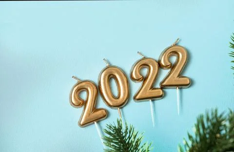 Figures 2022 on a blue background , the concept of Christmas and medicine Stock Photos