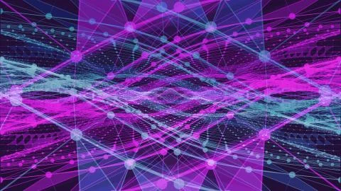 With figures with abstract lines and dots of light blue and violet colors Stock Illustration