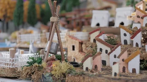 Figures for assembling ornament of Nativity vertep scene depicting Catholic Stock Footage 305750485