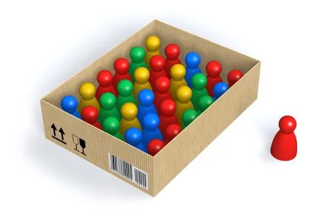 Figures in box Stock Illustration