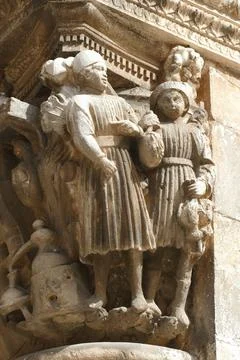 Figures on capitals of the Rector's Palace Stock-Fotos