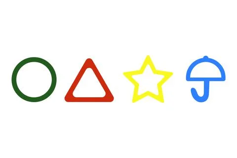 Figures of a circle, triangle, star and umbrella on a white background, like a Stock Illustration