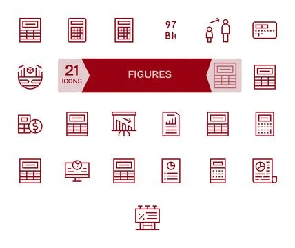 Figures Exclusive Vector Set featuring 25 Regular Line Pixel Optimized 256x.. Stock Illustration