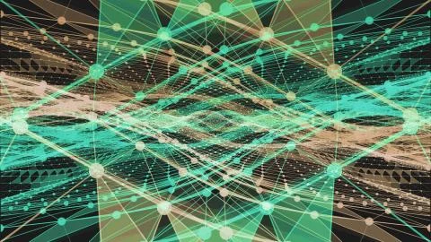 Figures formed with abstract lines and dots of green Stock Illustration