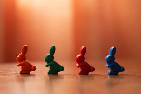 Figures of hares, symbolizing the queue Stock Photos