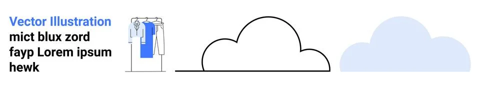 Figures interacting with cloud symbols at various stages of complexity. Brigh Stock Illustration