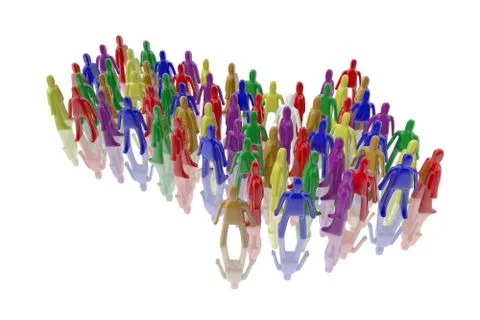 Figures in multiple colors forming an arrow Stock Illustration