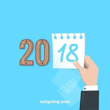 Figures for the new year 2018, flat abstract style, inscription on white back Stock Illustration