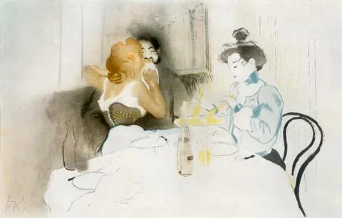 Figures Seated In A Caf Stock-Fotos